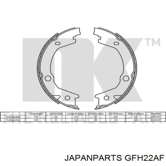 Compre GFH22AF Japan Parts Sapatas do freio de estacionamento