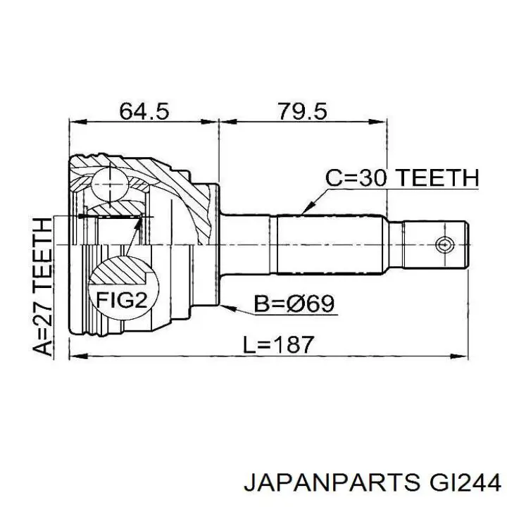 GI244 Japan Parts Junta homocinética externa dianteira