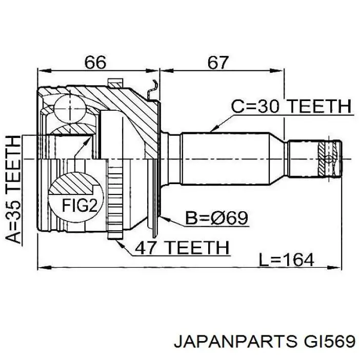 Compre GI569 Japan Parts Junta homocinética externa dianteira