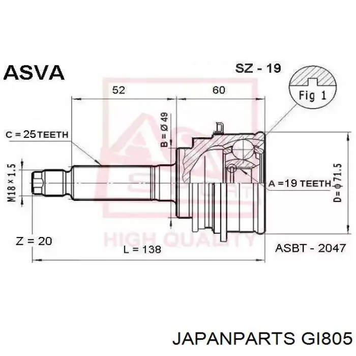 Junta homocinética externa dianteira Japan Parts GI805 preço, a partir de 42,07 USD