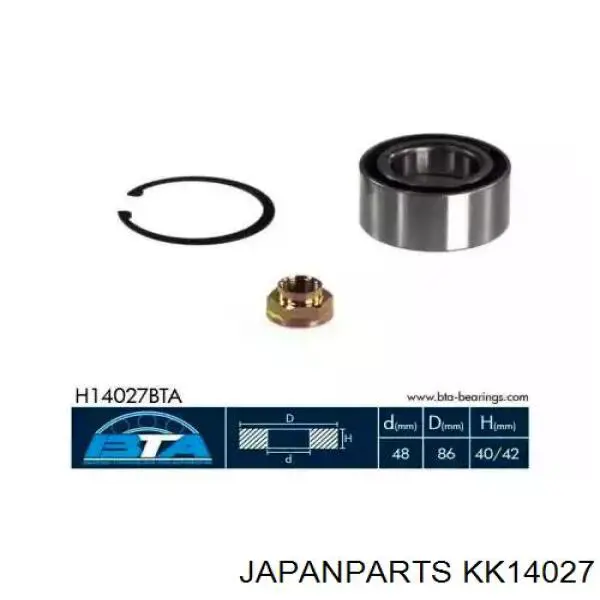 Compre KK14027 Japan Parts Rolamento de cubo dianteiro