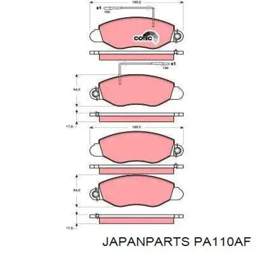 Compre PA110AF Japan Parts Sapatas do freio dianteiras de disco