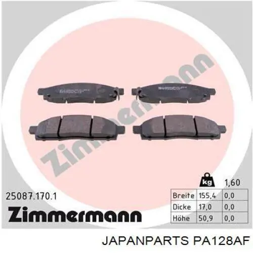 Sapatas do freio dianteiras de disco Japan Parts PA128AF preço, a partir de 37,85 USD