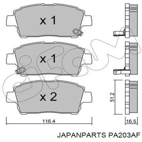 Compre PA203AF Japan Parts Sapatas do freio dianteiras de disco