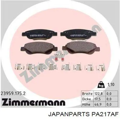 Compre PA217AF Japan Parts Sapatas do freio dianteiras de disco