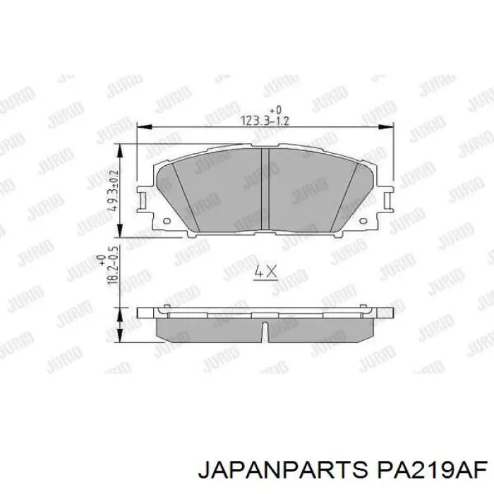 Sapatas do freio dianteiras de disco Japan Parts PA219AF preço, a partir de 33,26 USD