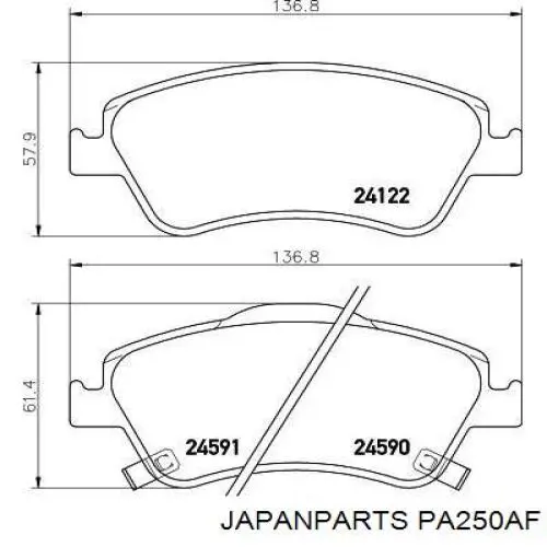Sapatas do freio dianteiras de disco Japan Parts PA250AF preço, a partir de 31,28 USD
