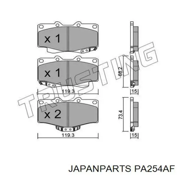 Compre PA254AF Japan Parts Sapatas do freio dianteiras de disco