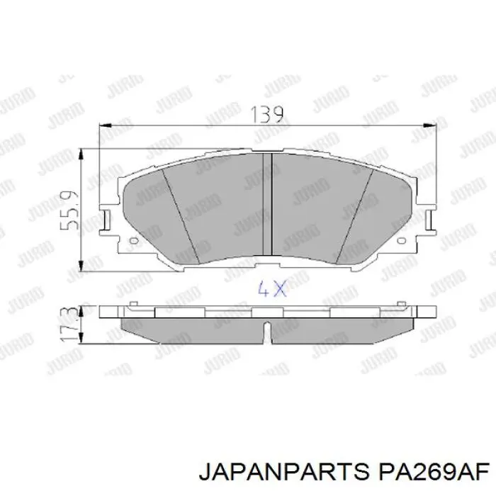 Compre PA269AF Japan Parts Sapatas do freio dianteiras de disco