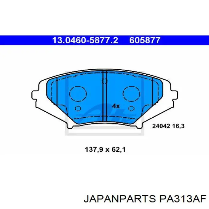 Compre PA313AF Japan Parts Sapatas do freio dianteiras de disco