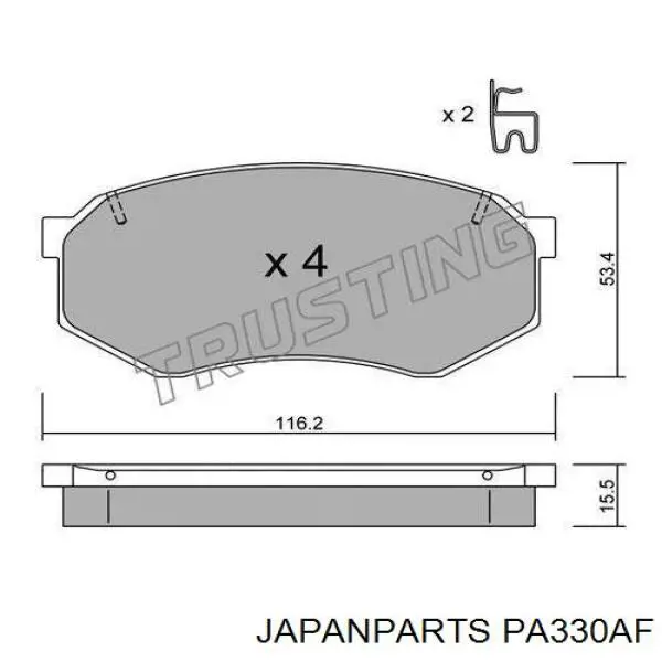 Sapatas do freio dianteiras de disco Japan Parts PA330AF preço, a partir de 27,73 USD