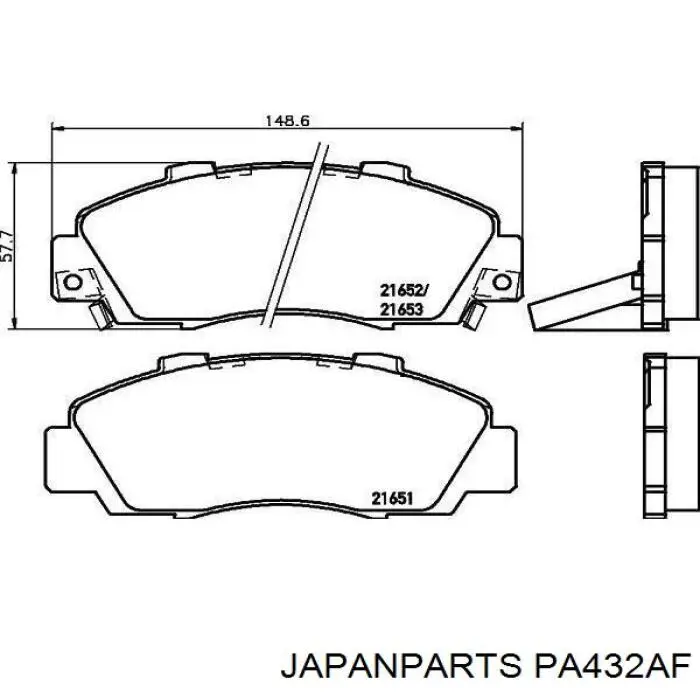 Compre PA432AF Japan Parts Sapatas do freio dianteiras de disco