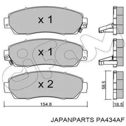 Sapatas do freio dianteiras de disco Japan Parts PA434AF preço, a partir de 45,14 USD
