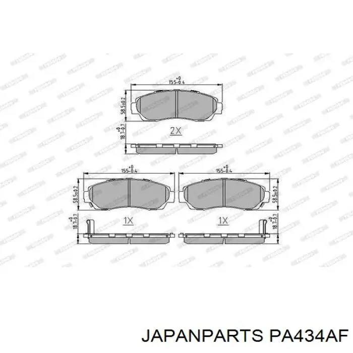 Compre PA434AF Japan Parts Sapatas do freio dianteiras de disco