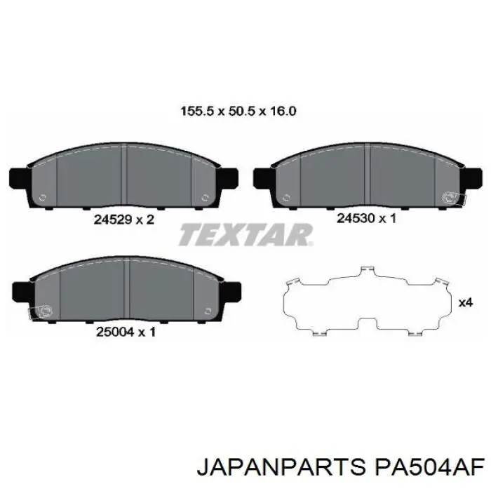 Sapatas do freio dianteiras de disco Japan Parts PA504AF preço, a partir de 32,96 USD