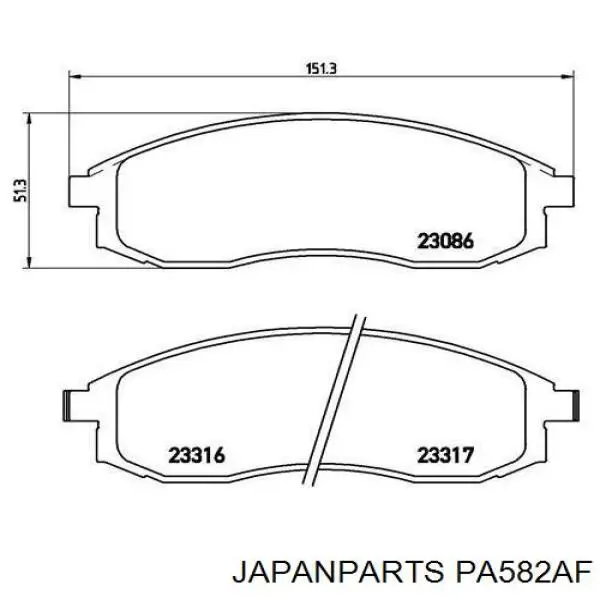 Compre PA582AF Japan Parts Sapatas do freio dianteiras de disco