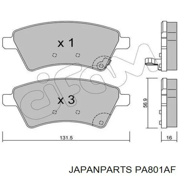 Compre PA801AF Japan Parts Sapatas do freio dianteiras de disco