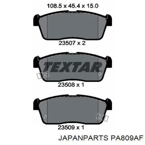 Compre PA809AF Japan Parts Sapatas do freio dianteiras de disco