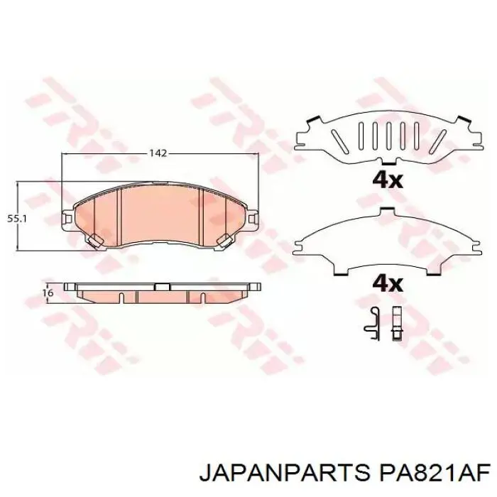 Compre PA821AF Japan Parts Sapatas do freio dianteiras de disco