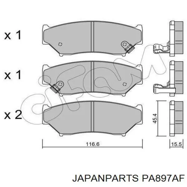 Sapatas do freio dianteiras de disco Japan Parts PA897AF preço, a partir de 26,89 USD