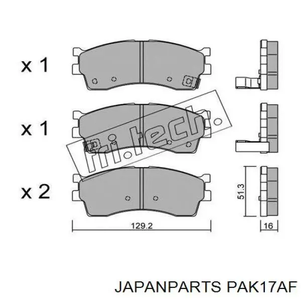 Sapatas do freio dianteiras de disco Japan Parts PAK17AF preço, a partir de 30,45 USD