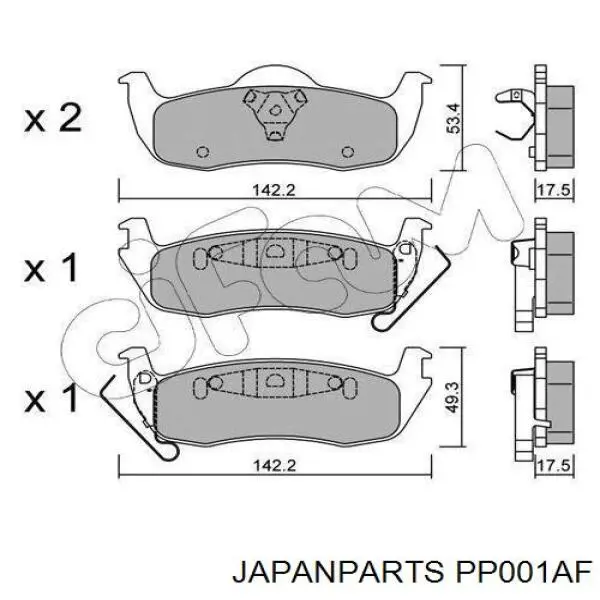 Sapatas do freio traseiras de disco Japan Parts PP001AF preço, a partir de 47,31 USD