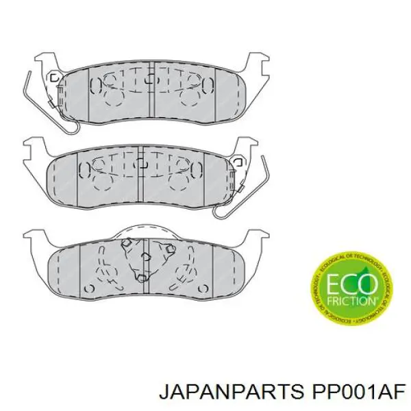 Compre PP001AF Japan Parts Sapatas do freio traseiras de disco