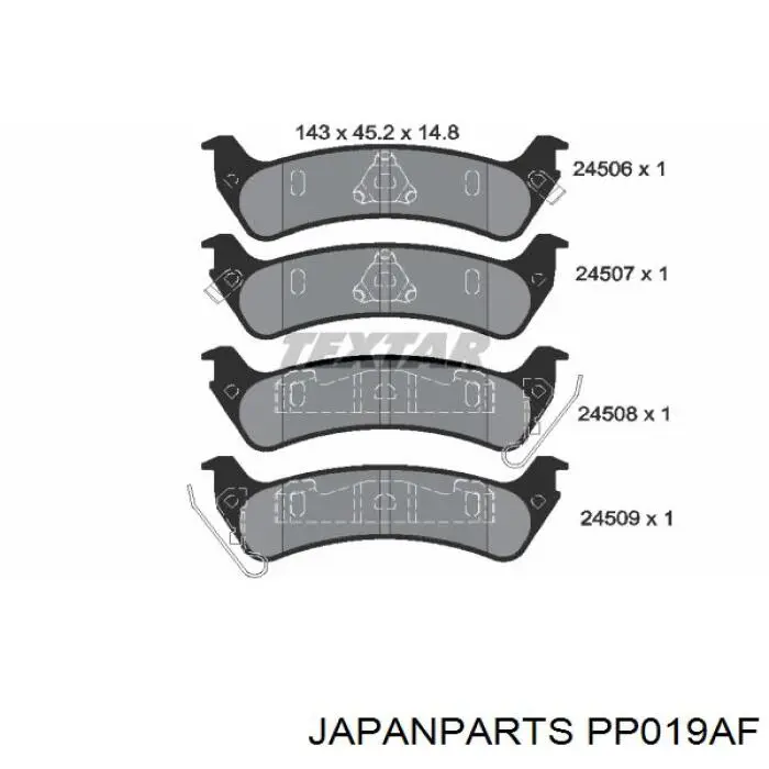 Sapatas do freio traseiras de disco Japan Parts PP019AF preço, a partir de 37,28 USD