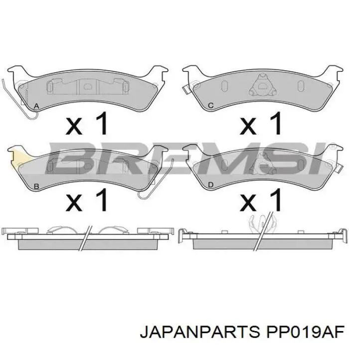 Compre PP019AF Japan Parts Sapatas do freio traseiras de disco