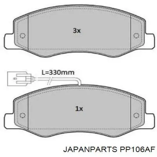 PP106AF Japan Parts Sapatas do freio traseiras de disco