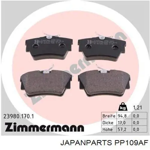 Compre PP109AF Japan Parts Sapatas do freio traseiras de disco