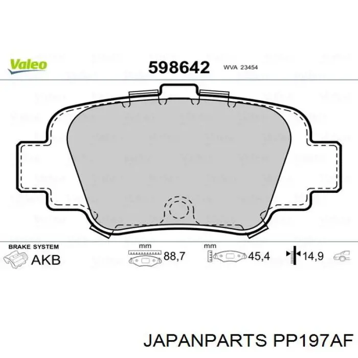 Compre PP197AF Japan Parts Sapatas do freio traseiras de disco