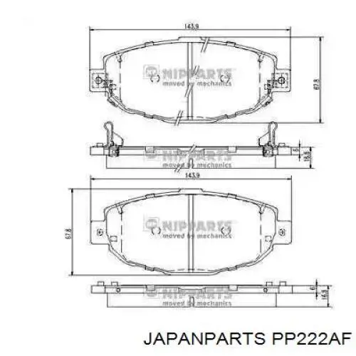 Compre PP222AF Japan Parts Sapatas do freio traseiras de disco