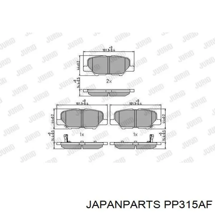 Compre PP315AF Japan Parts Sapatas do freio traseiras de disco