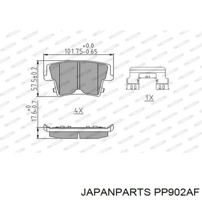 Compre PP902AF Japan Parts Sapatas do freio traseiras de disco