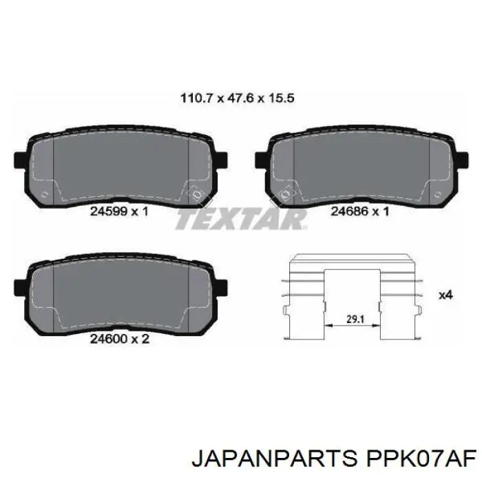 Compre PPK07AF Japan Parts Sapatas do freio traseiras de disco