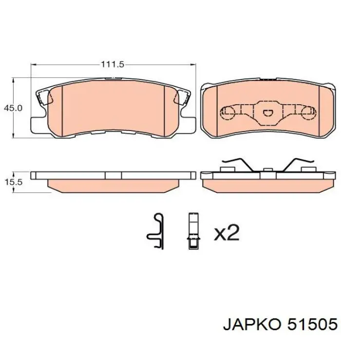 Sapatas do freio traseiras de disco Japko 51505 preço, a partir de 20,84 USD