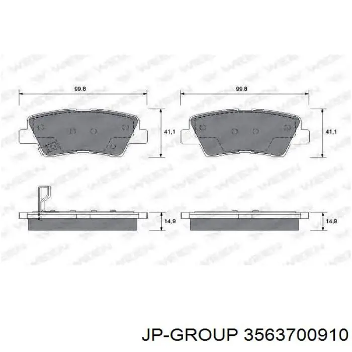 Compre 3563700910 JP Group Sapatas do freio traseiras de disco