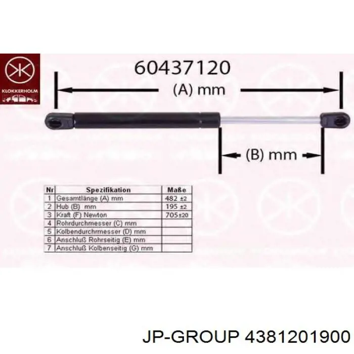 Compre 4381201900 JP Group Amortecedor de tampa de porta-malas (de 3ª/5ª porta traseira)