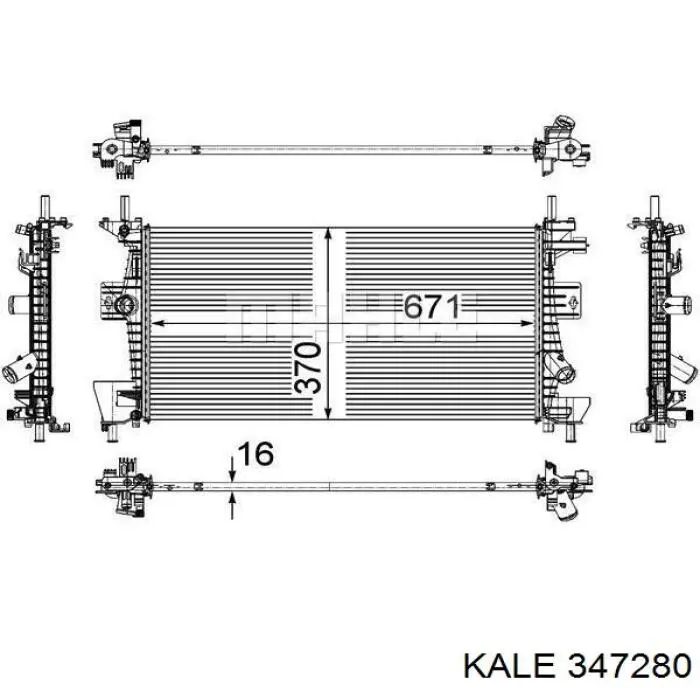 Radiador de esfriamento de motor 347280 Kale