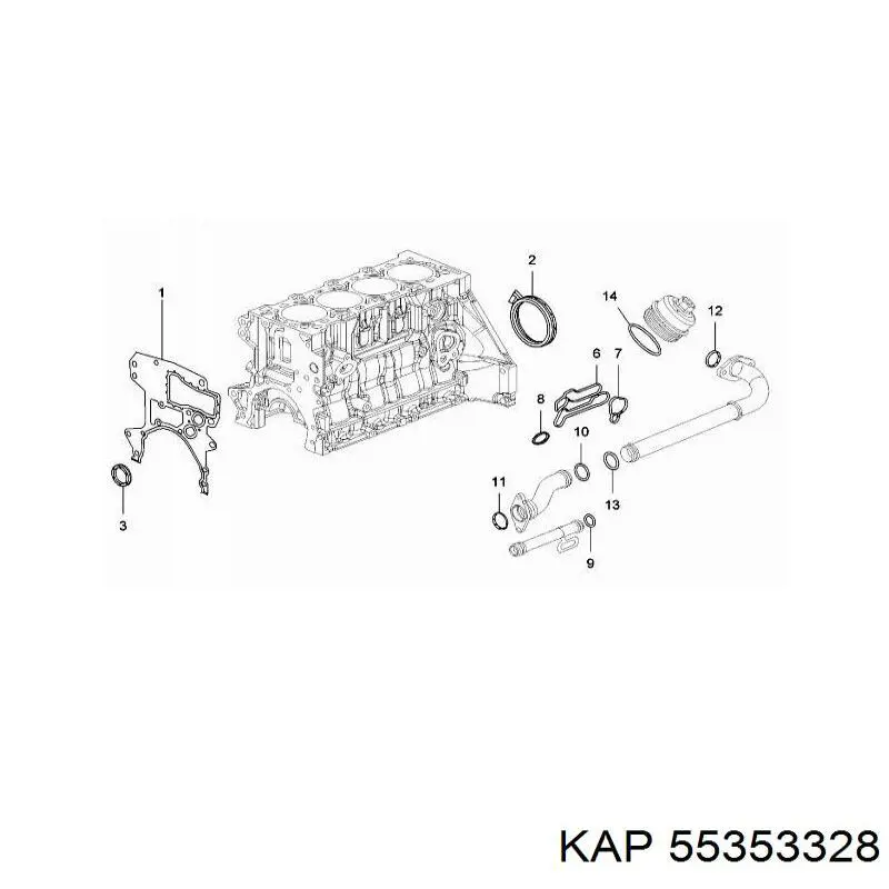 55353328 KAP Vedante de adaptador do filtro de óleo