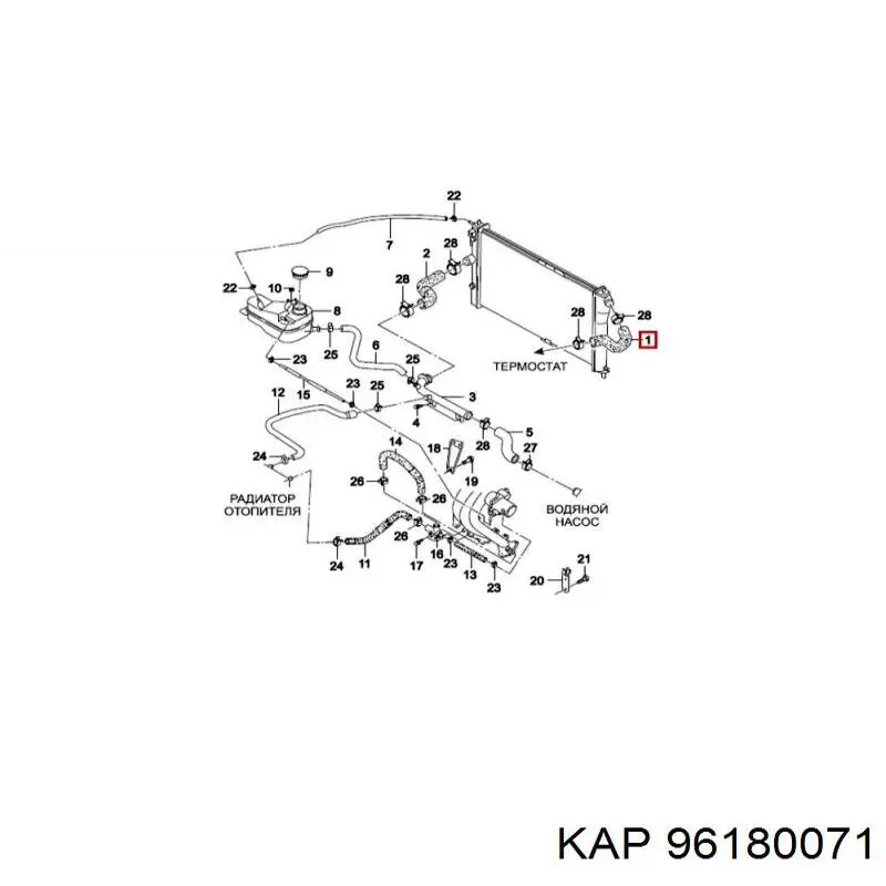 96180071 KAP Mangueira (cano derivado) de bomba de água de admissão