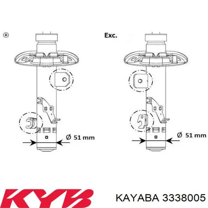 3338005 Kayaba Amortecedor dianteiro esquerdo