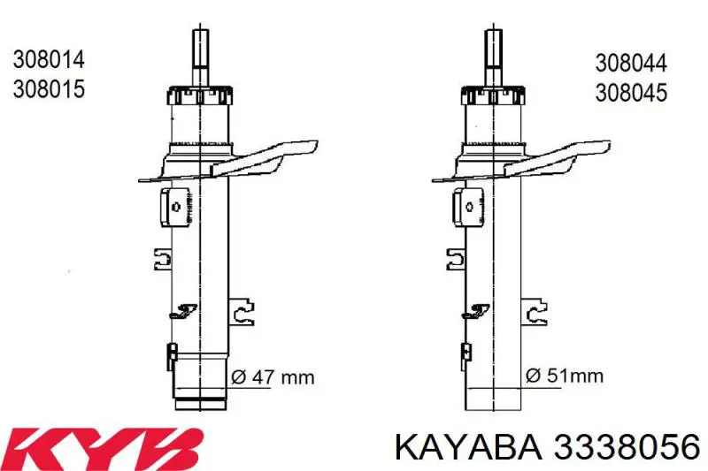 Amortecedor dianteiro esquerdo Kayaba 3338056 preço, a partir de 90,22 USD
