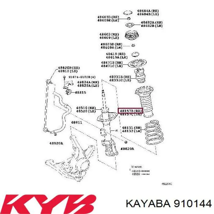 910144 Kayaba Pára-choque (grade de proteção) de amortecedor dianteiro + bota de proteção