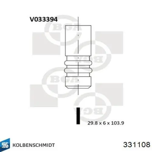 331108 Kolbenschmidt Válvula de escape