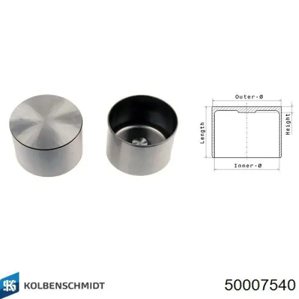 Compre 50007540 Kolbenschmidt Compensador hidrâulico (empurrador hidrâulico), empurrador de válvulas