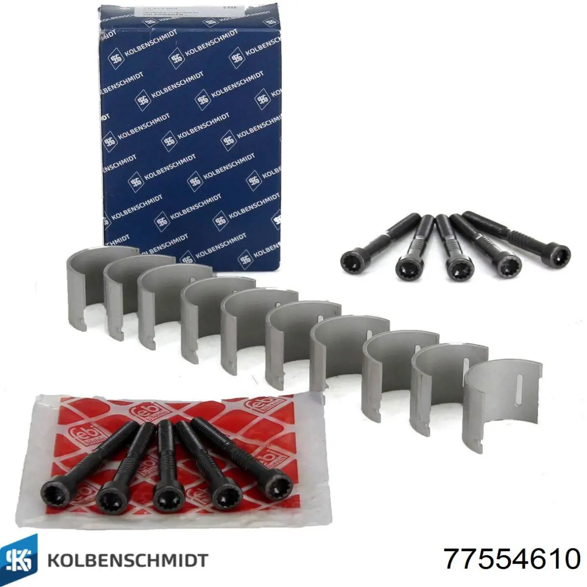 Folhas inseridas de cambota de biela, kit, 1ª reparação ( + 0,25) 77554610 Kolbenschmidt