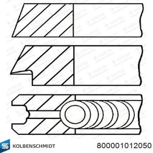 800001012050 Kolbenschmidt Anéis do pistão para 1 cilindro, 2ª reparação ( + 0,50)
