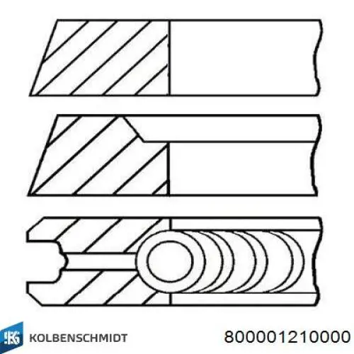 Anéis do pistão para 1 cilindro, STD. 800001210000 Kolbenschmidt